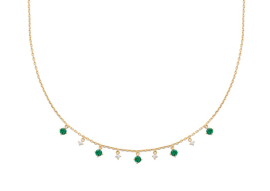 Kette Mit 9 Zirkonia-Steinchen - 18K vergoldet