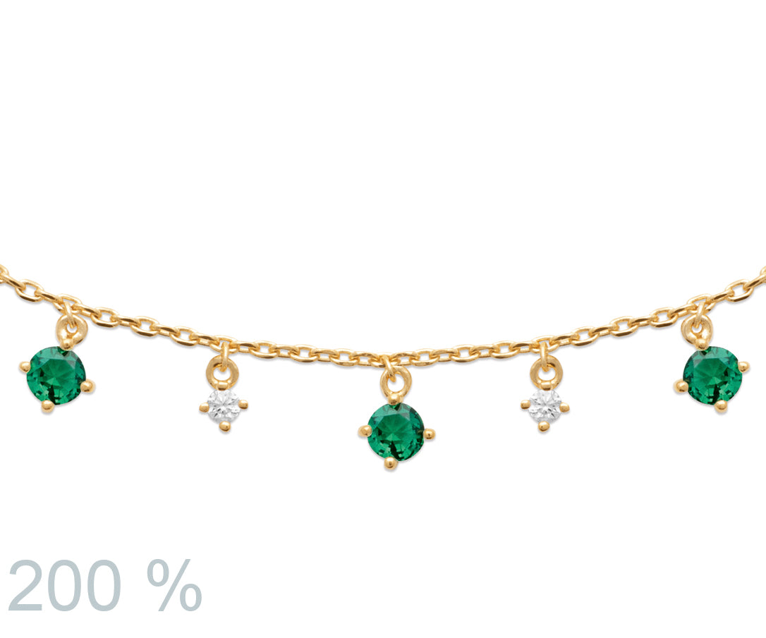 Kette Mit 9 Zirkonia-Steinchen - 18K vergoldet