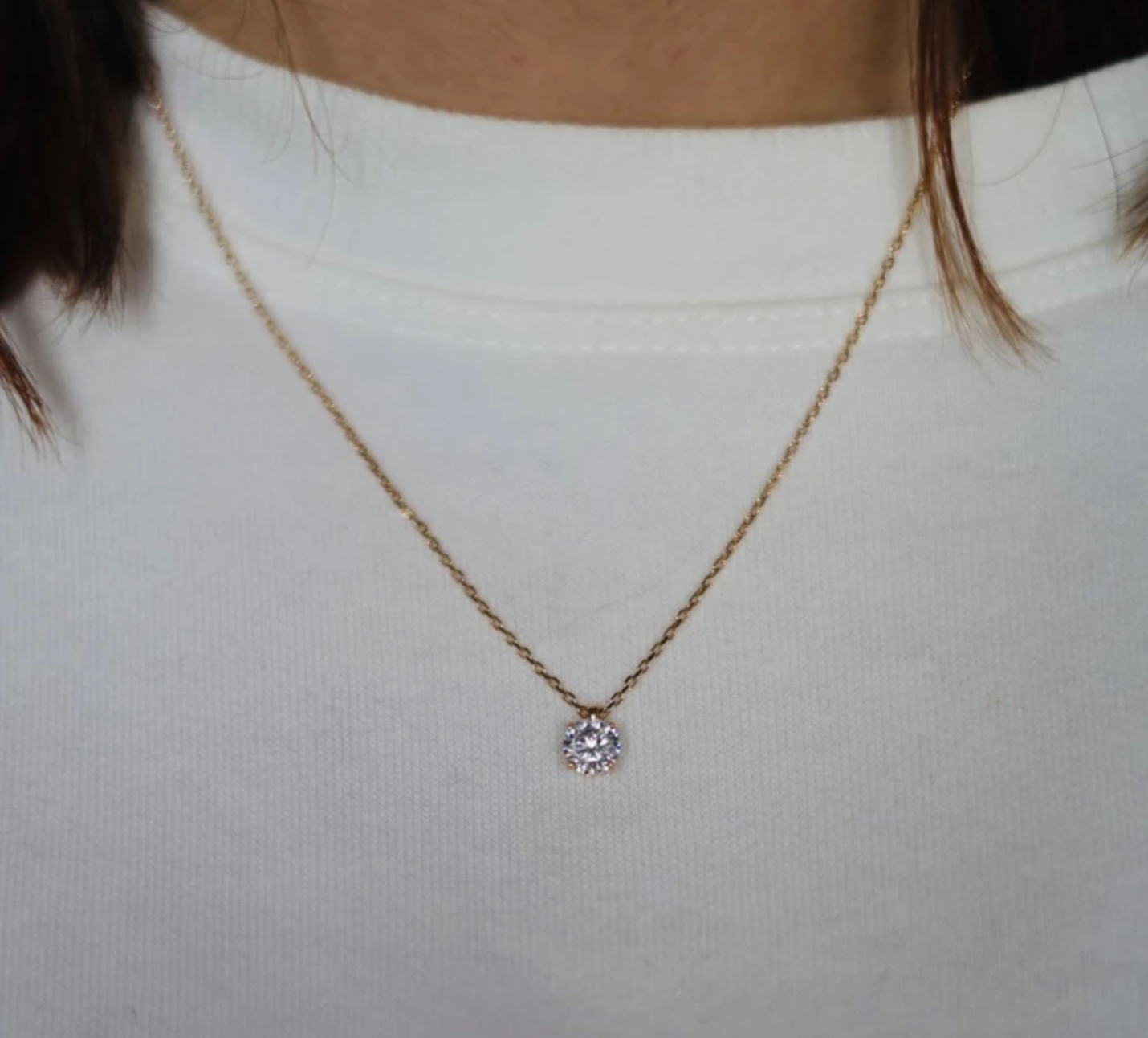 Kette mit Zirkonia-Anhänger - 16K vergoldet