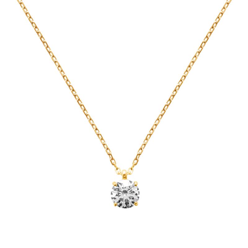 Kette mit Zirkonia-Anhänger - 16K vergoldet