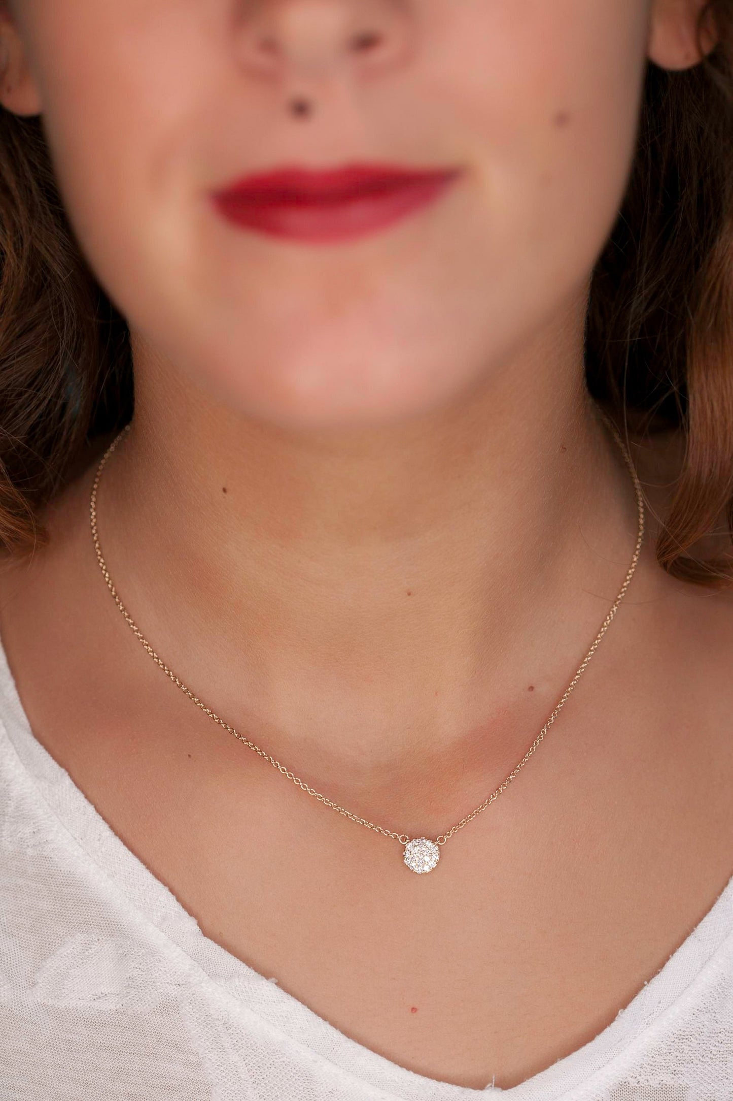 Kreiskette Plättchen mit Zirkonia - 16K vergoldet