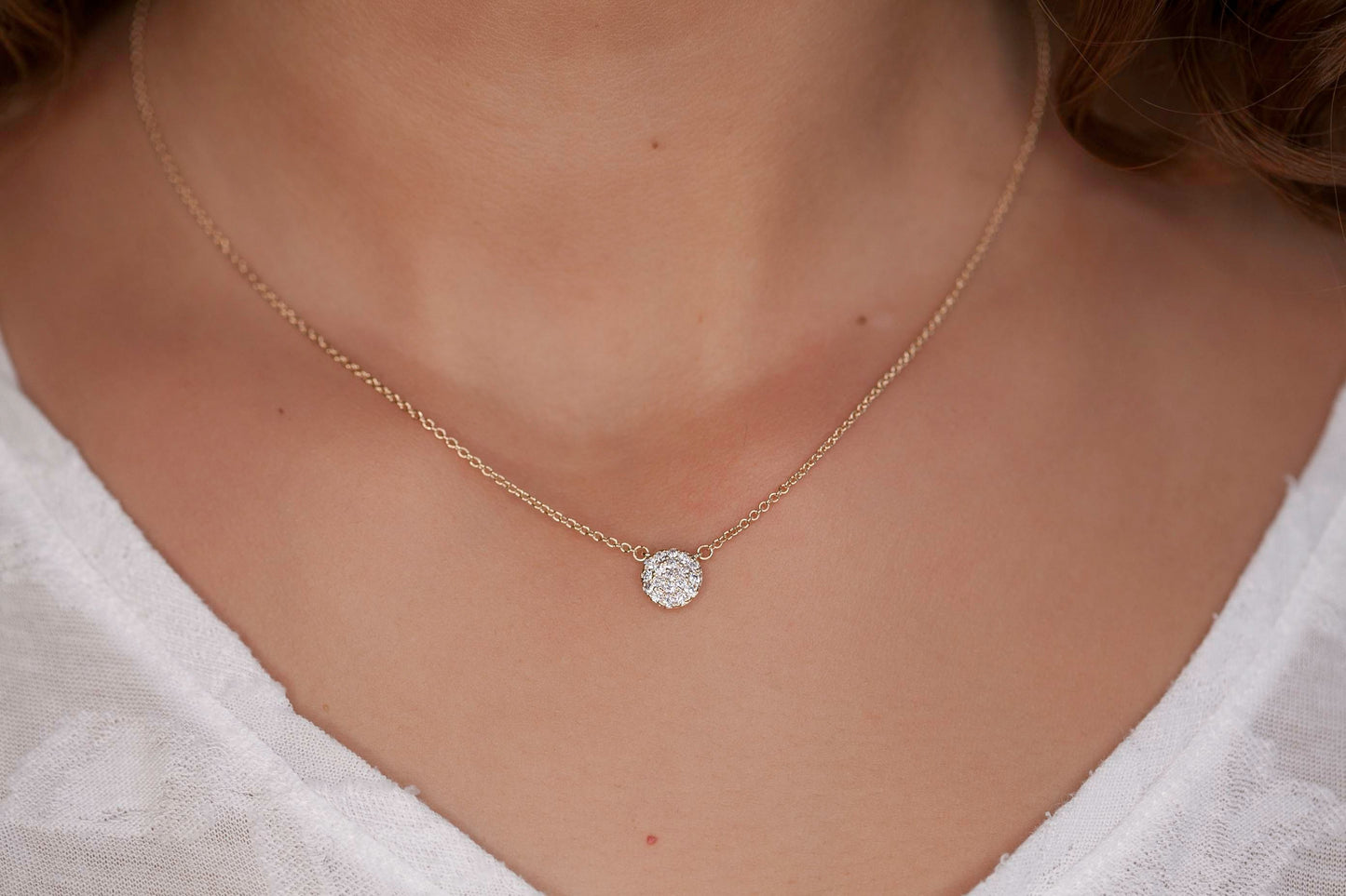 Kreiskette Plättchen mit Zirkonia - 16K vergoldet