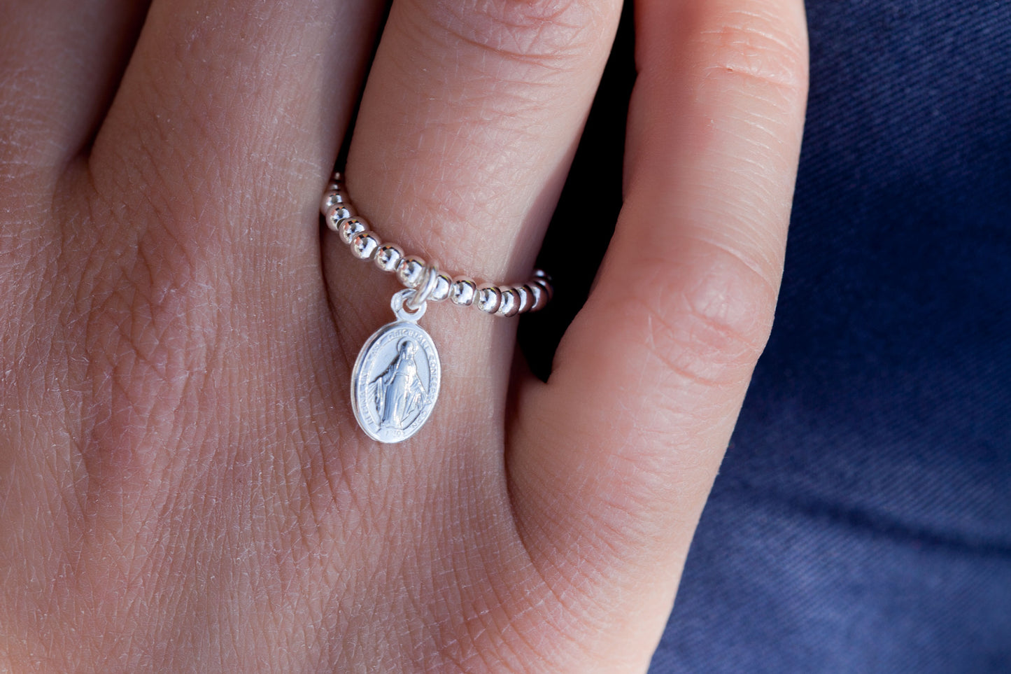 Madonna Ring 925 Silber Kugelring - elastisch
