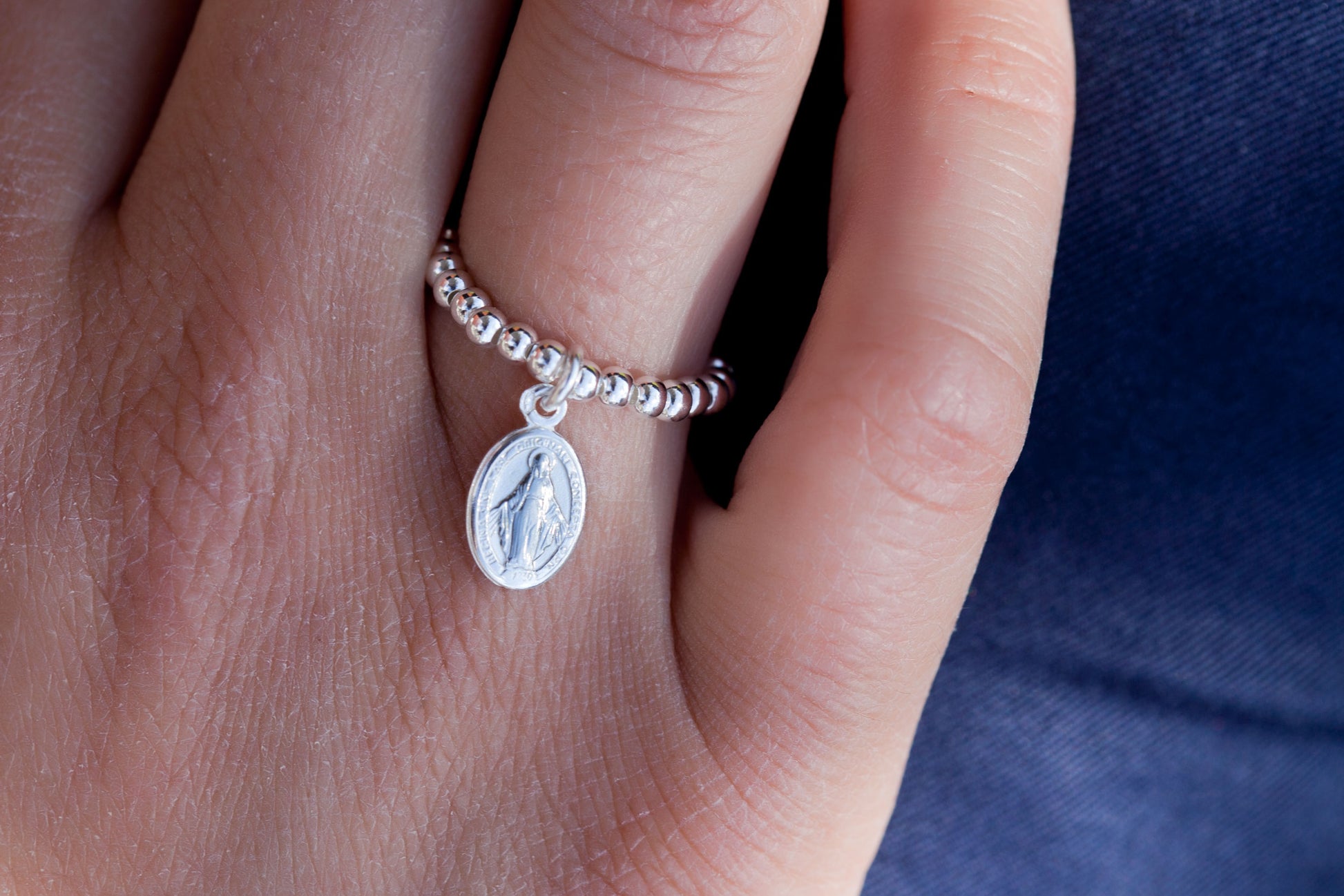 Madonna Ring 925 Silber Kugelring - elastisch