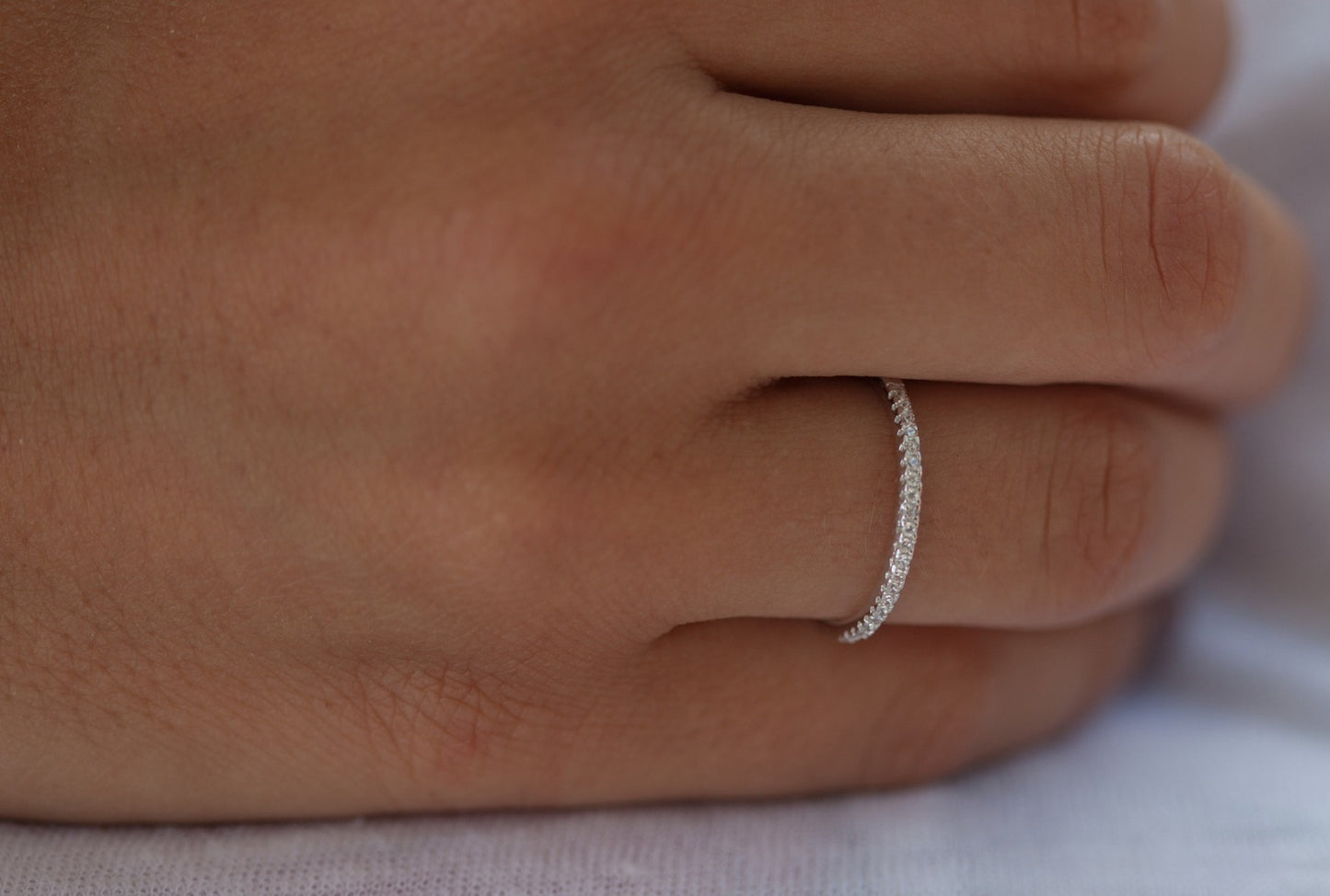 Memory-Ring aus Silber mit Zirkonia