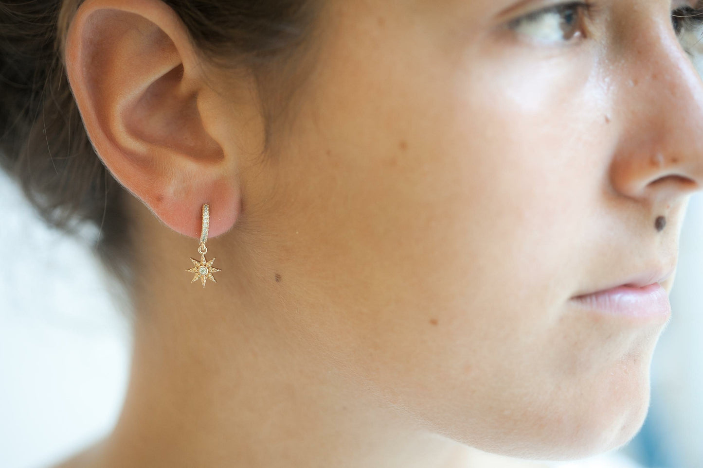 Creolen Sternanhänger mit Zirkonia - 16K vergoldet