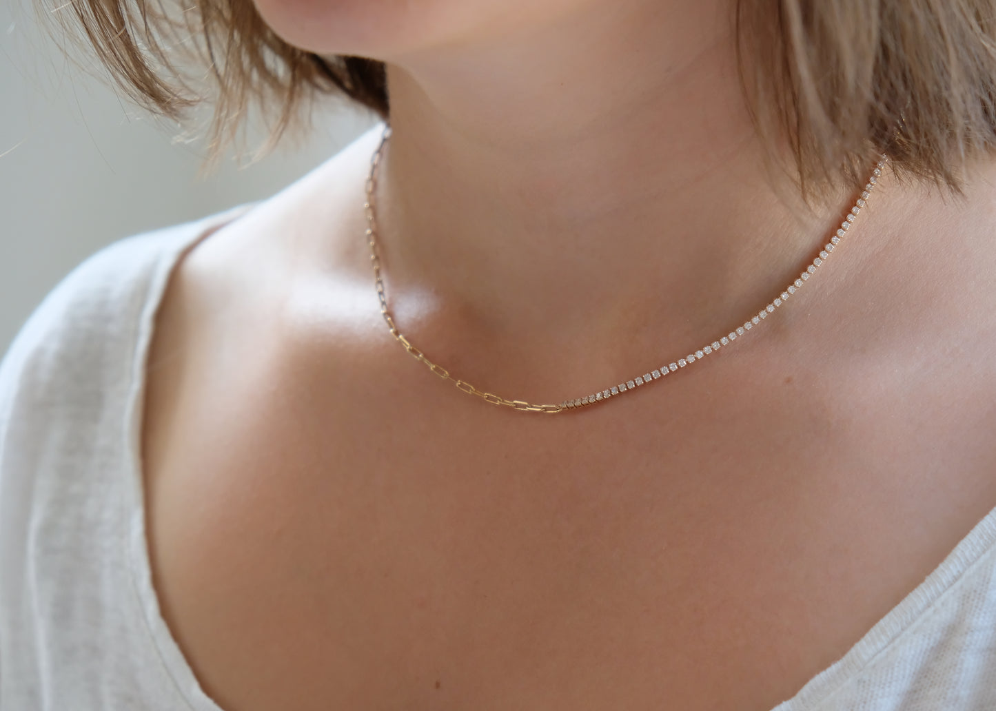 Mix Kette mit Zirkonia - 18K vergoldet