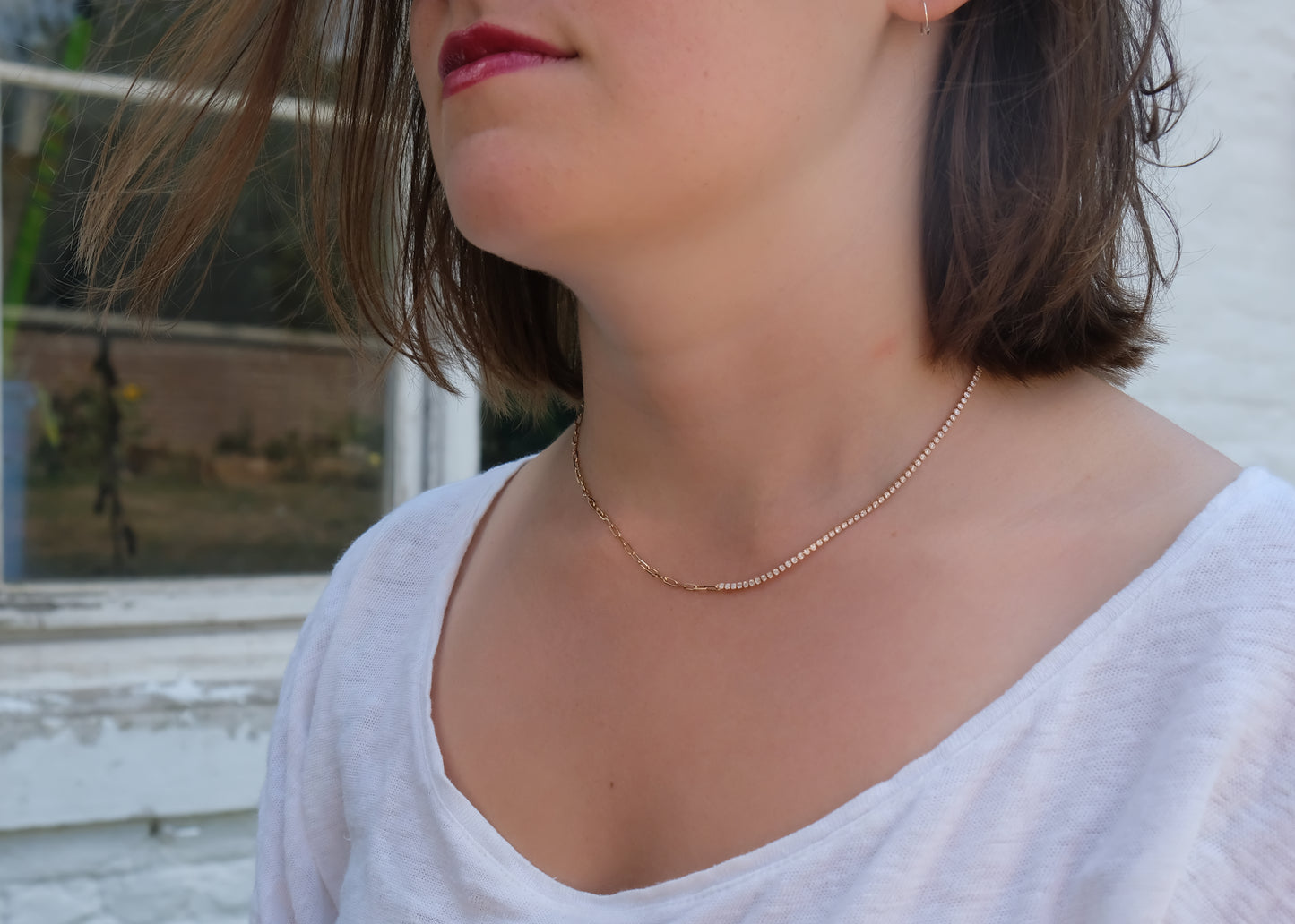 Mix Kette mit Zirkonia - 18K vergoldet