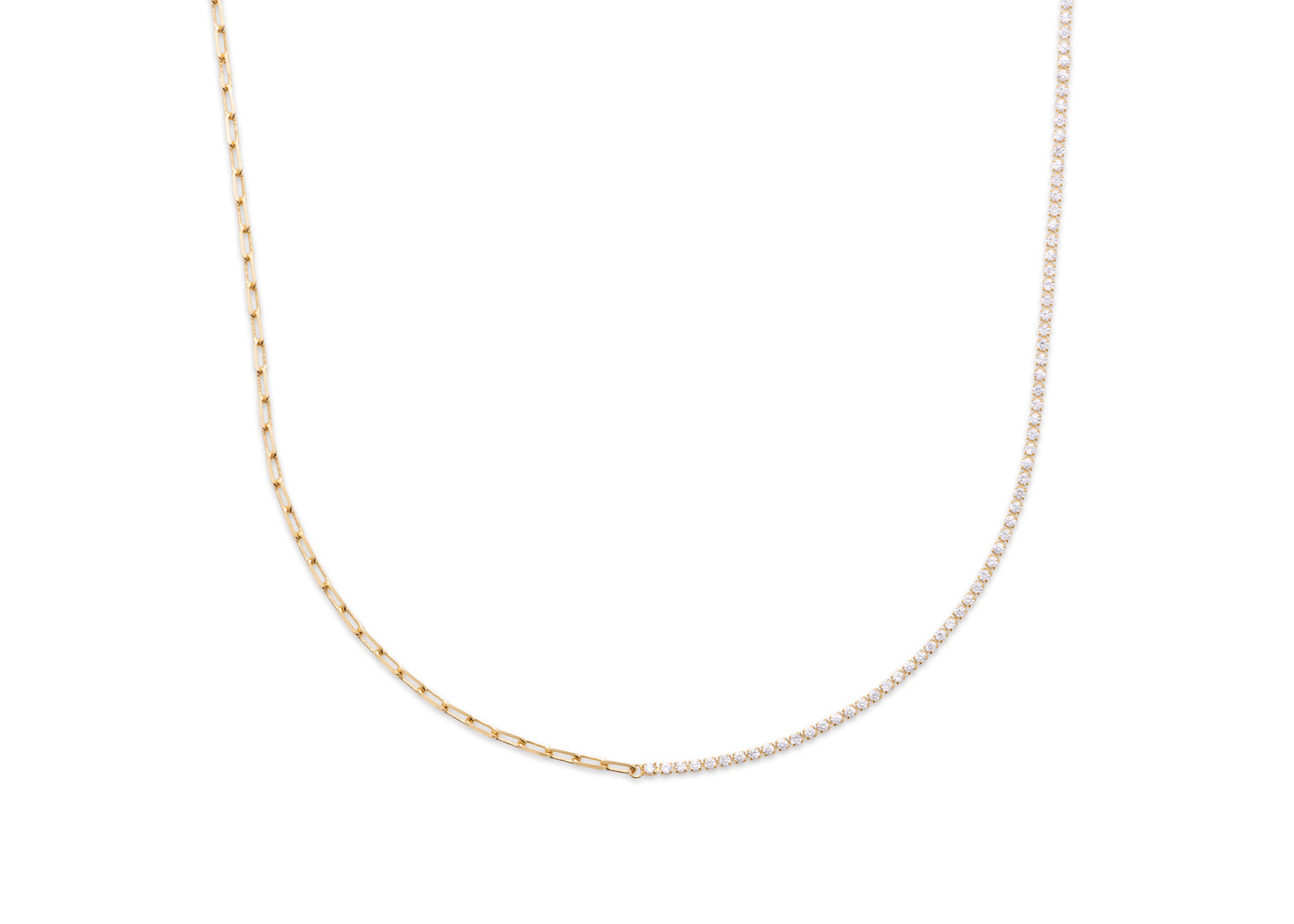Mix Kette mit Zirkonia - 18K vergoldet