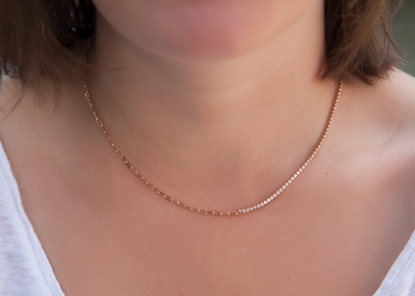 Mix Kette mit Zirkonia - 18K vergoldet