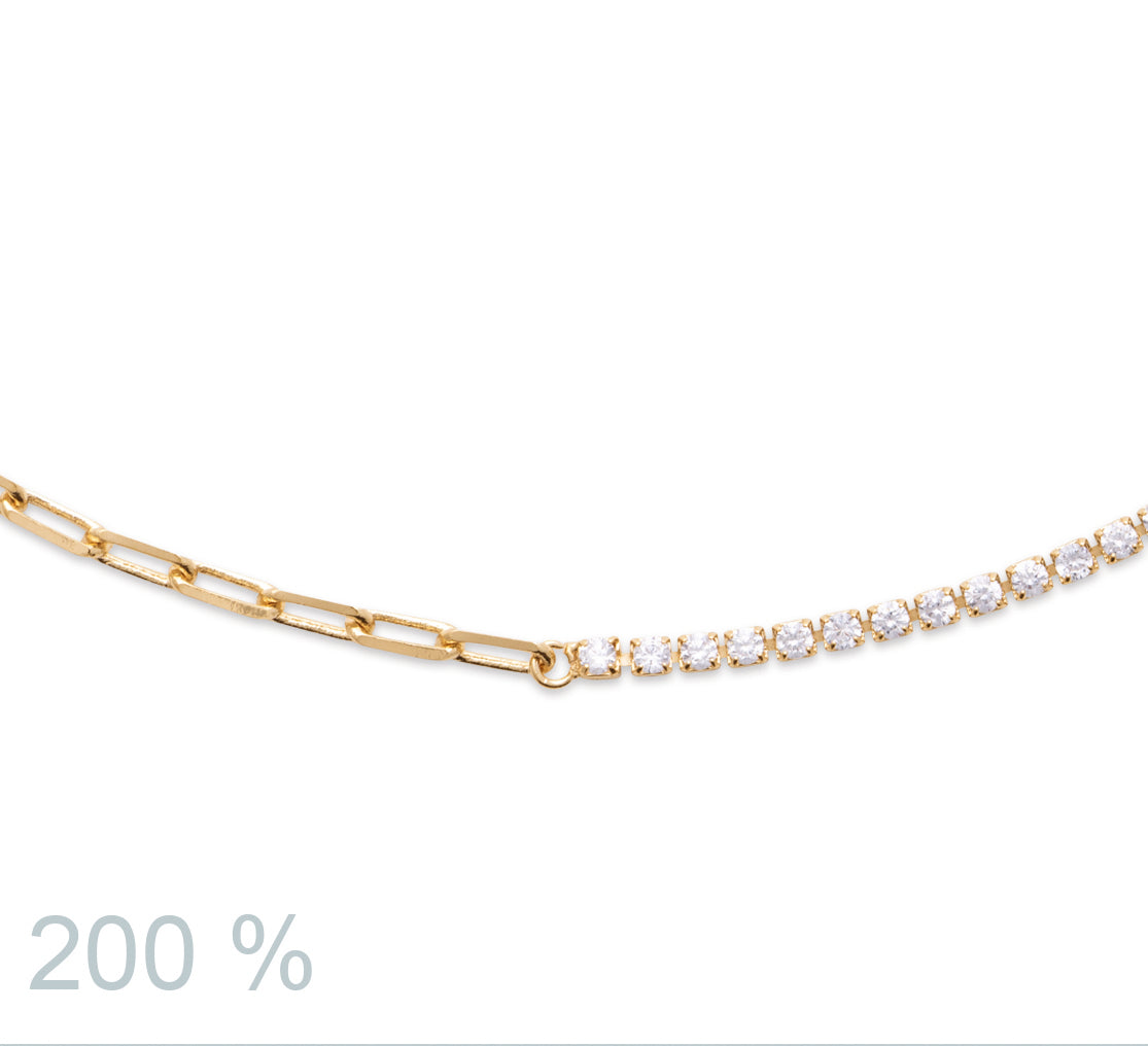 Mix Kette mit Zirkonia - 18K vergoldet