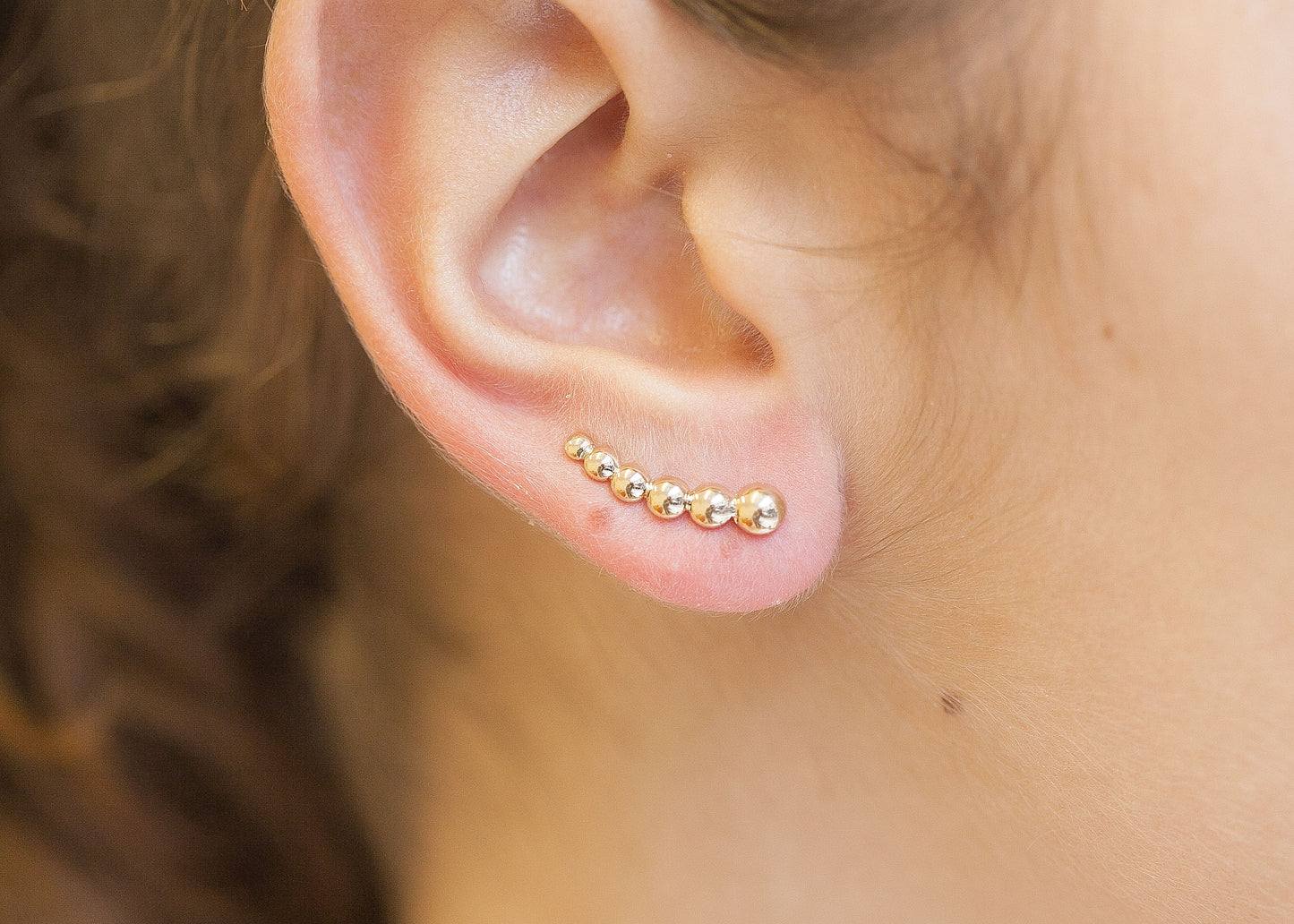 Ohrringe Ear Climber Kugeln vergoldet