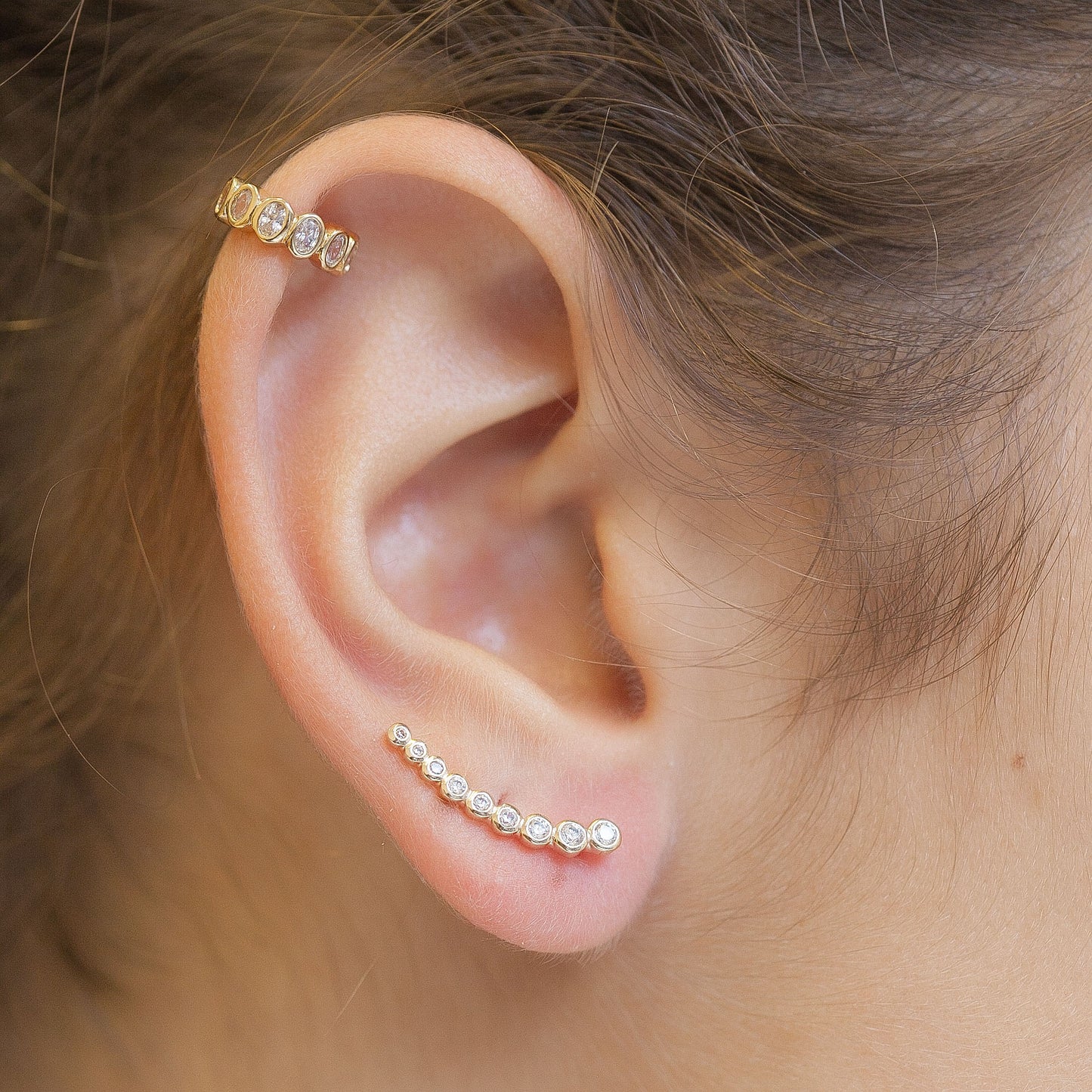 Ohrklemme mit Zirkonia Vergoldet - Ear Climber