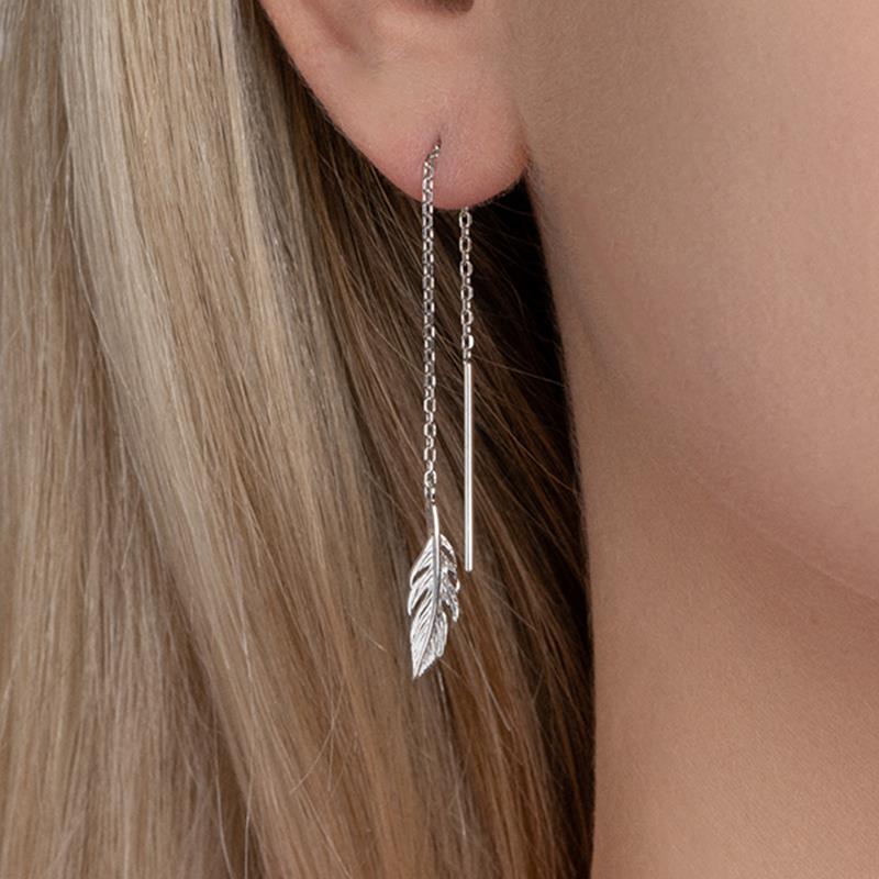 Ohrkettchen Feder aus 925er Silber