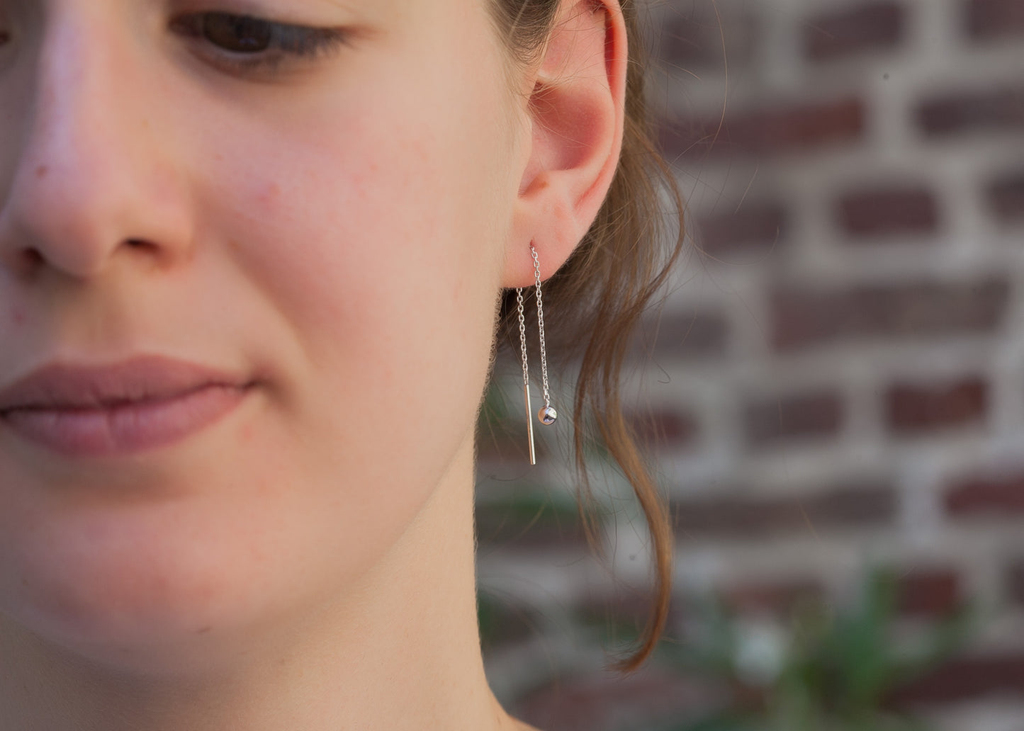 Ohrkettchen mit Perlen aus Silber