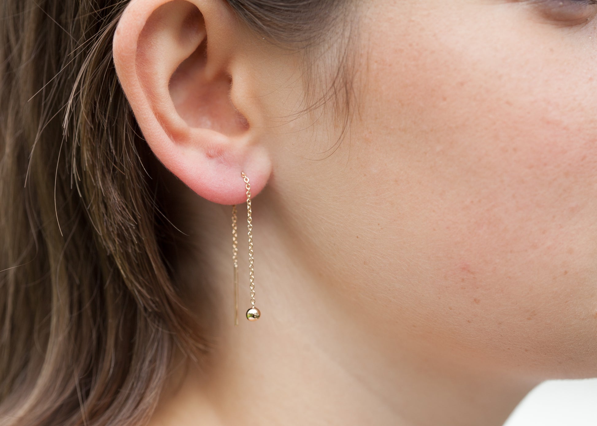 Ohrkettchen mit Perlen - 16K vergoldet