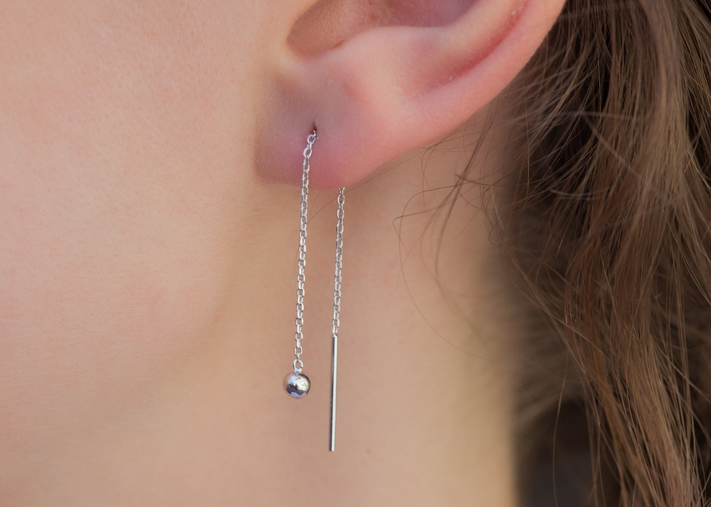 Ohrkettchen mit Perlen aus Silber