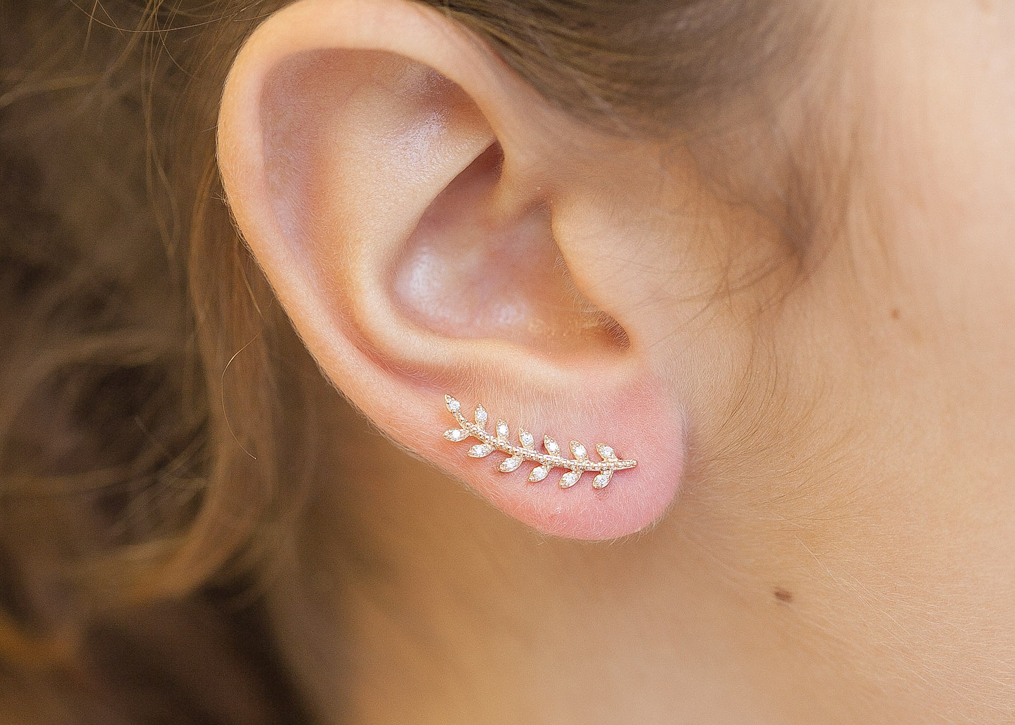 Ohrklemme Blätter-Design Rosévergoldet - Ear Climber