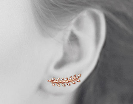 Ohrklemme Blätter-Design Rosévergoldet - Ear Climber