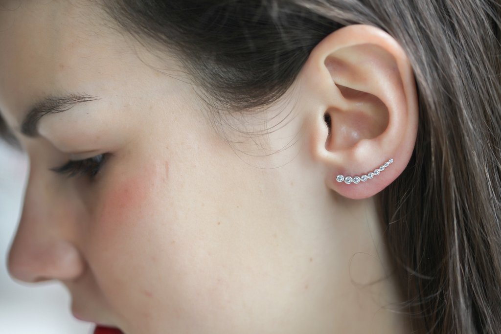 Ohrklemme/Ohrstecker mit Zirkonia aus Silber