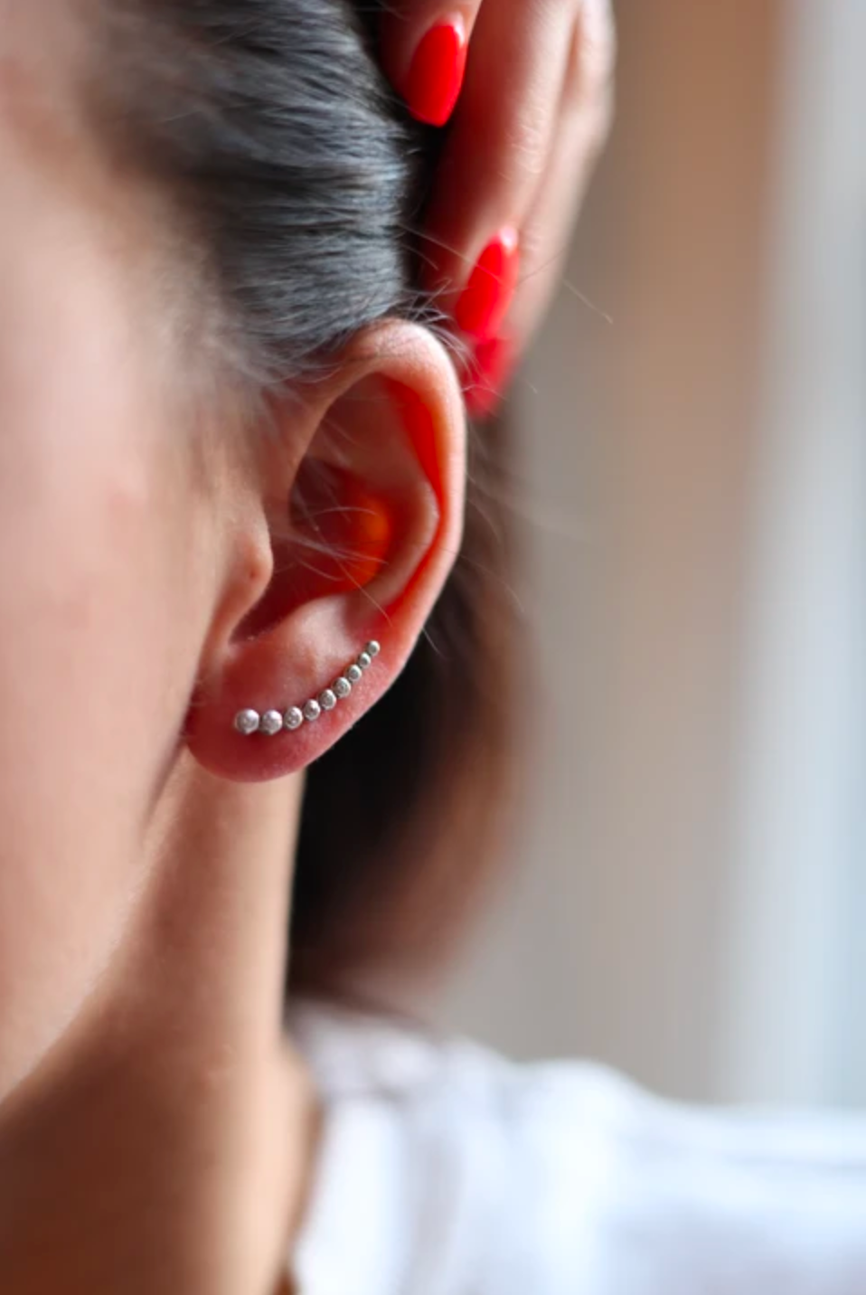 Ohrklemme mit Zirkonia aus Silber - Ear Climber - Ohrschieber Steine