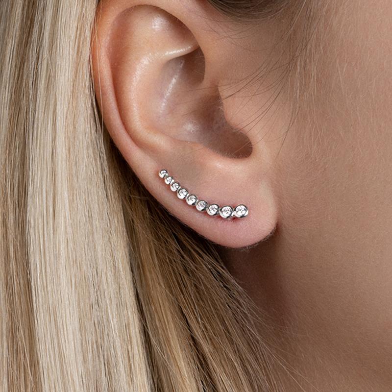 Ohrklemme mit Zirkonia aus Silber - Ear Climber - Ohrschieber Steine
