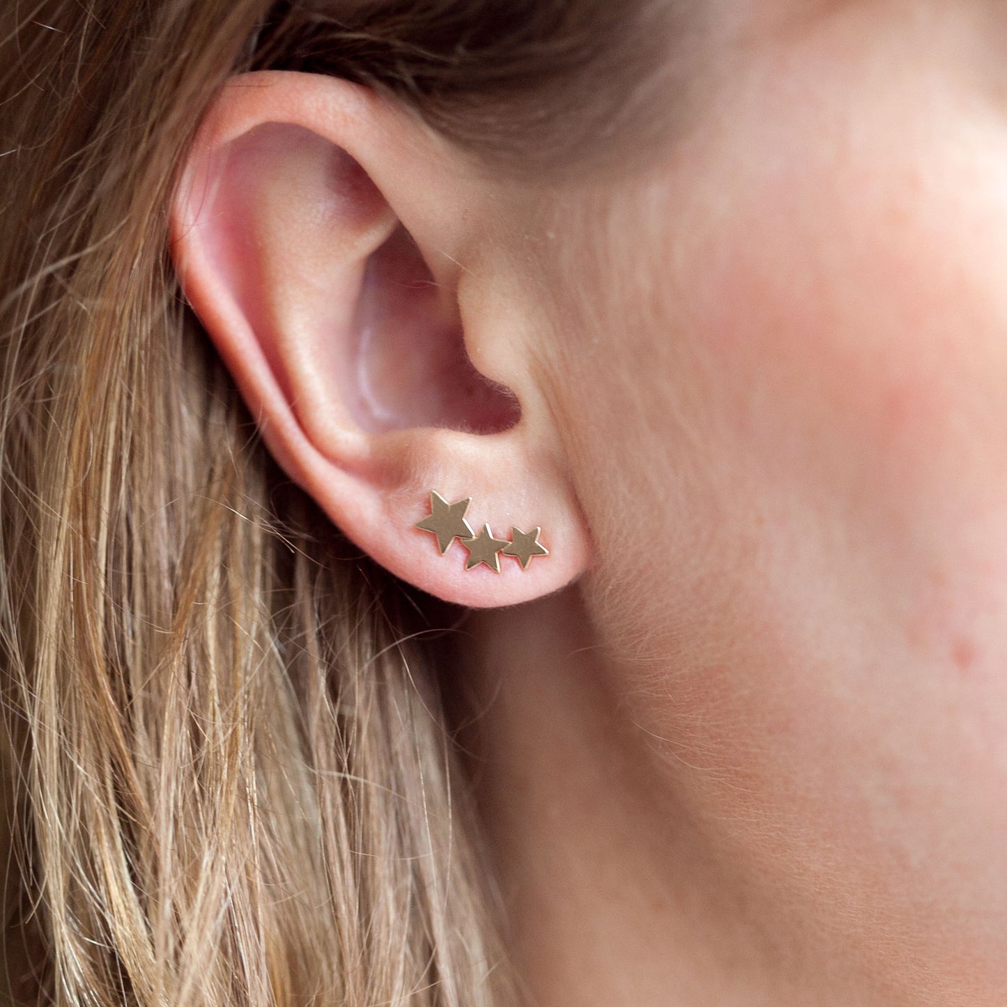 Ohrstecker mit 3 Sternen vergoldet - Ohrklemme für Damen