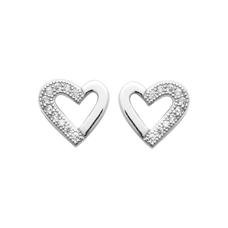 Ohrstecker Herz mit Zirkonia aus Silber - Ohrringe für Damen