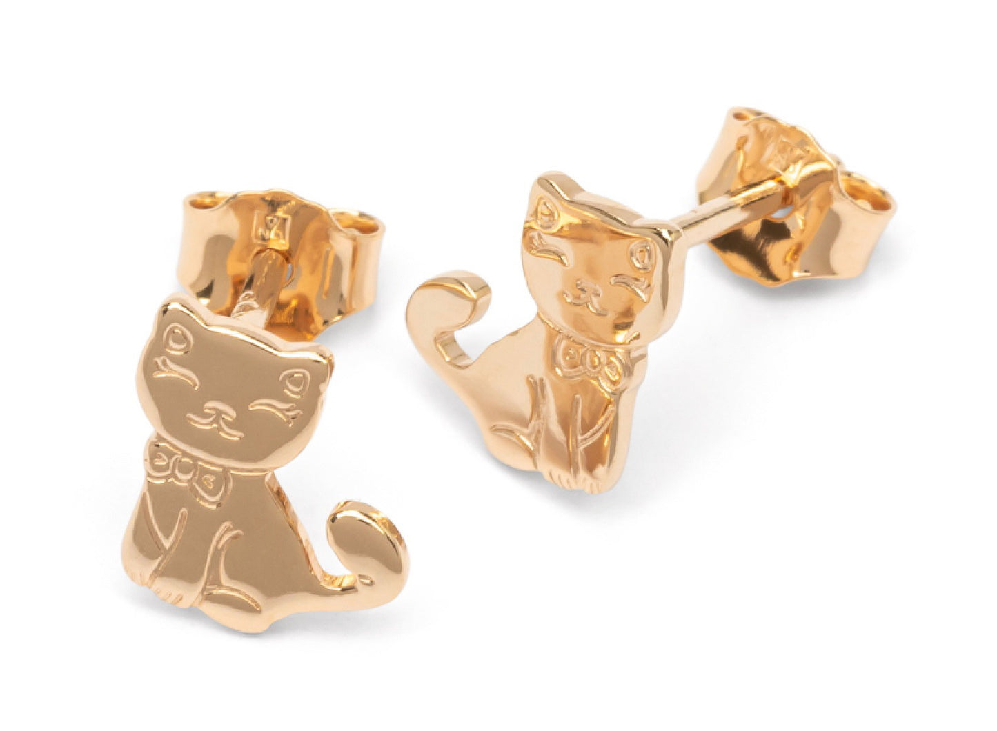 Süsse Katzen Ohrstecker |16Karat vergoldet