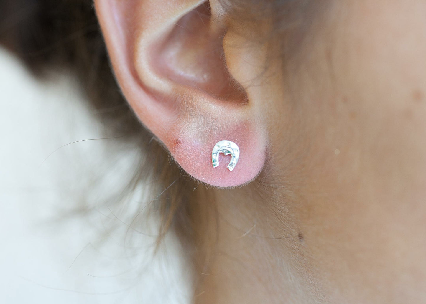 Hufeisen Ohrstecker, Glück Ohrringe aus Silber