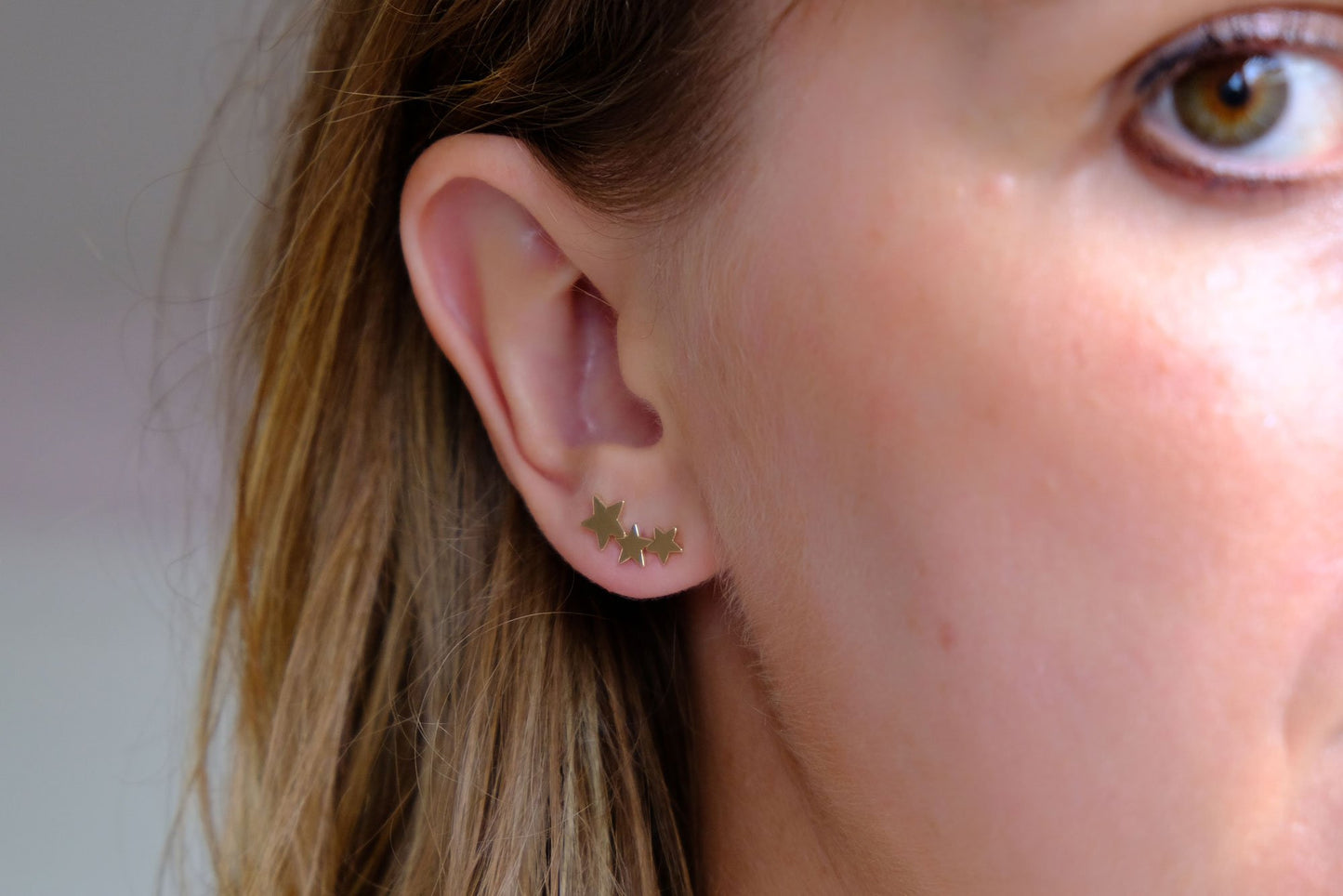 Ohrstecker mit 3 Sternen vergoldet - Ohrklemme für Damen