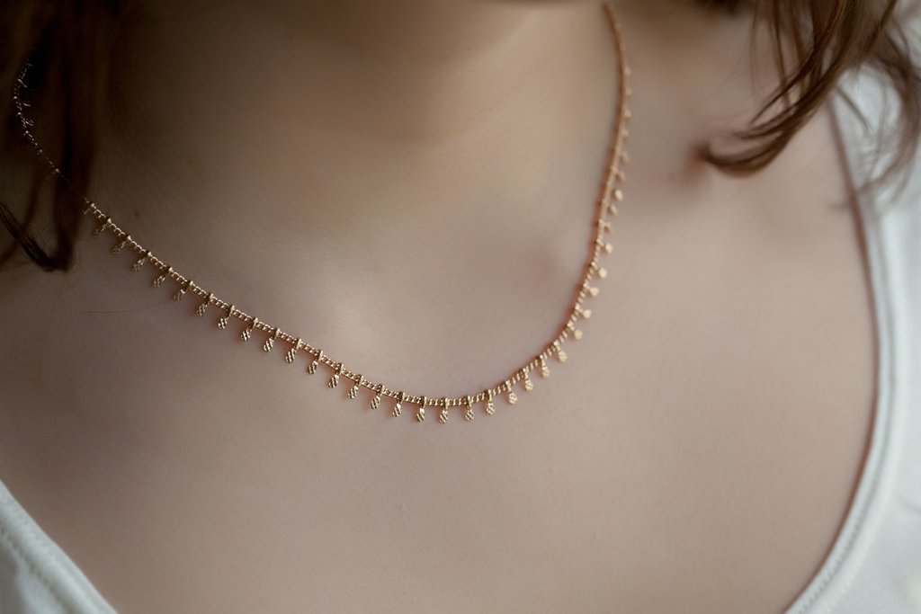 Filigrane Stäbchen Kette - 16 Karat vergoldet