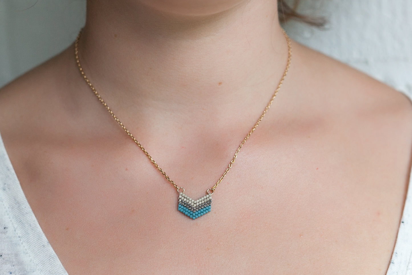 Miyuki Perlen Kette - 16Karat vergoldet