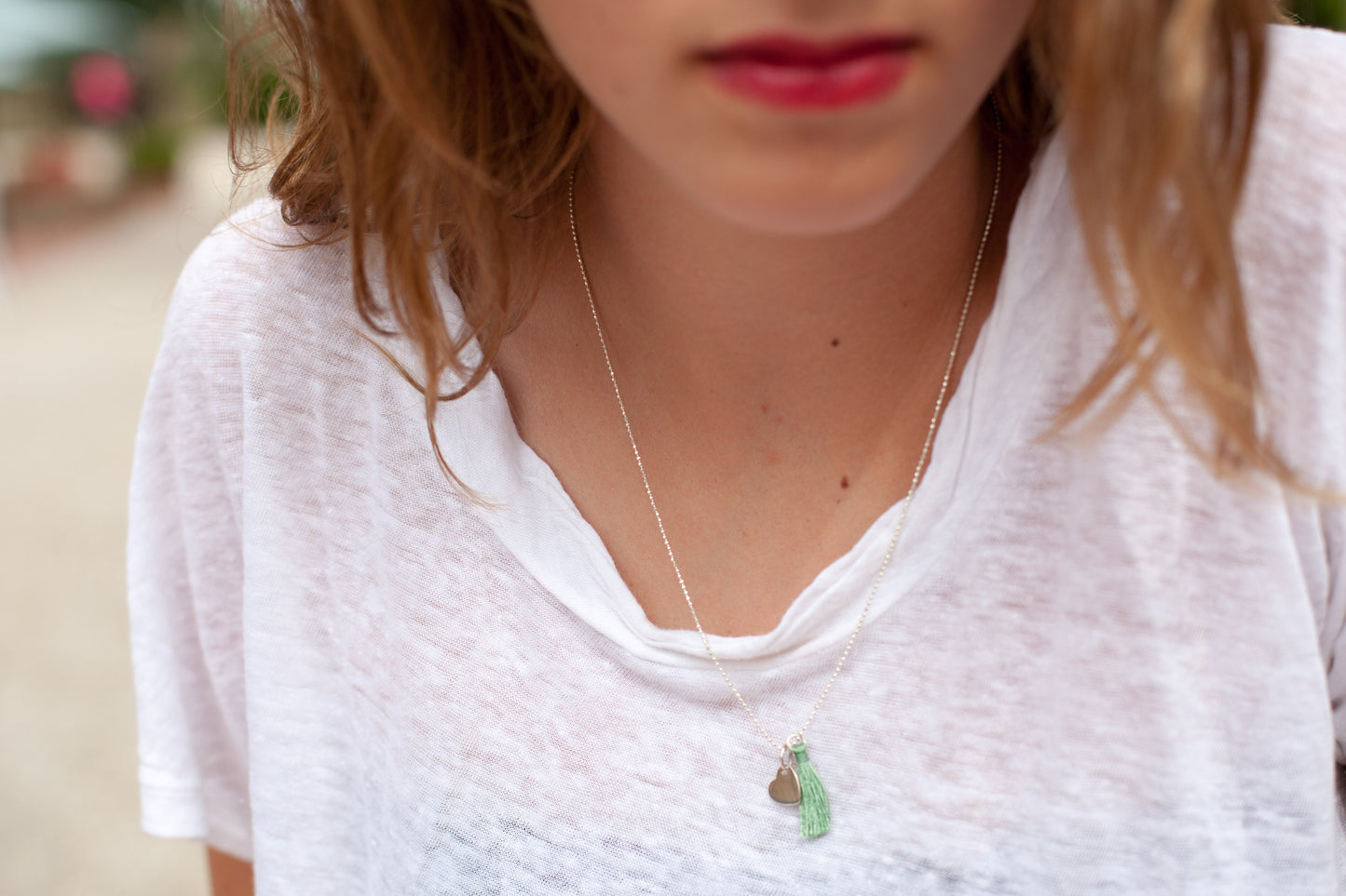 Kette mit Herz und Quaste aus Silber