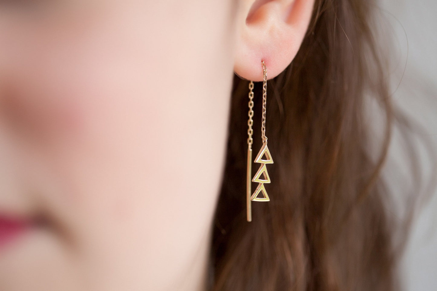 Kettenohrringe, Durchzieher - 16K vergoldet