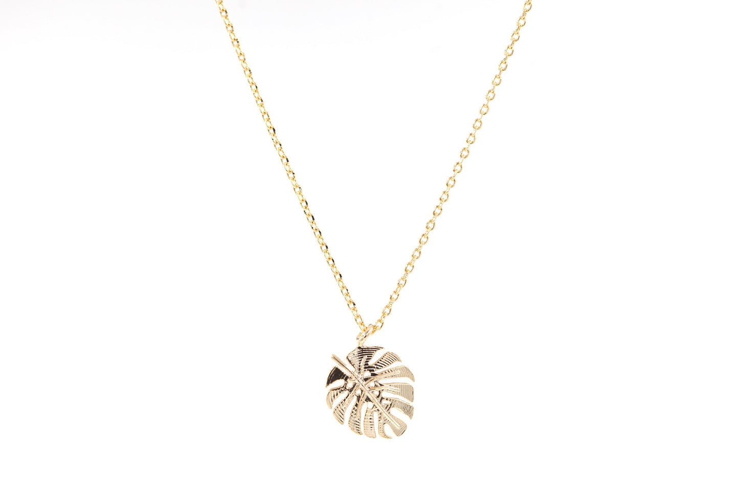 Tropical Messing Monstera Blatt an Kette