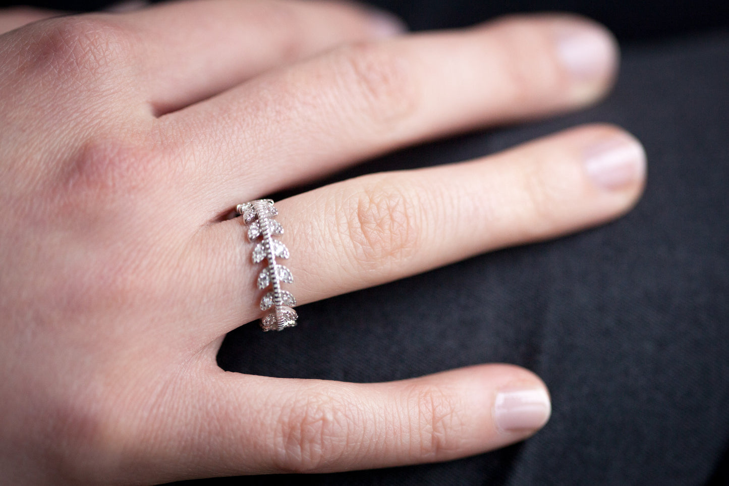 Lorbeer Ring aus Silber mit Zirkonia