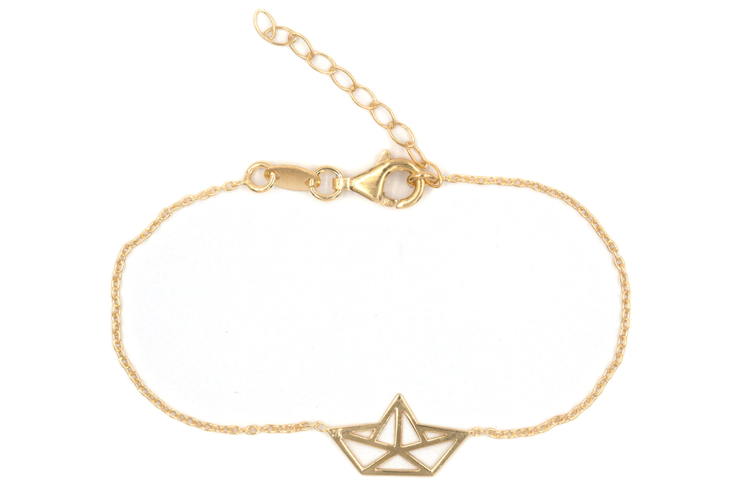 Armband mit Origami Papierschiff - 16 Karat vergoldet
