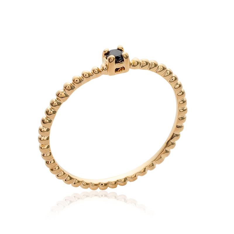 Feiner Perlenring mit Zirkonia | Gelbgold vergoldet