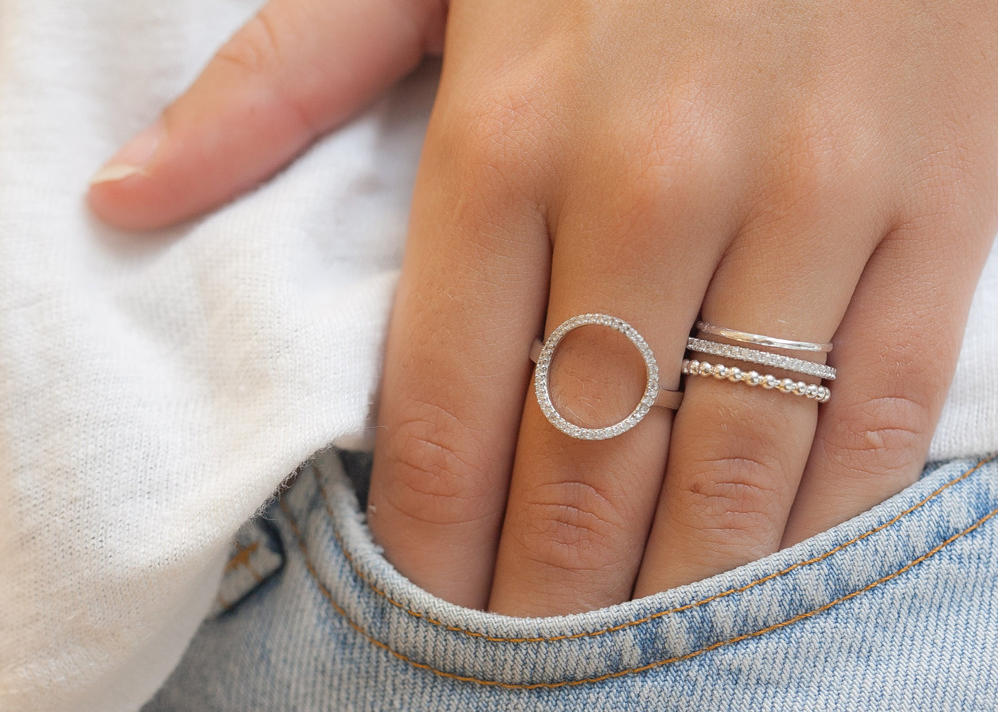 Stapelring gehämmert aus Silber