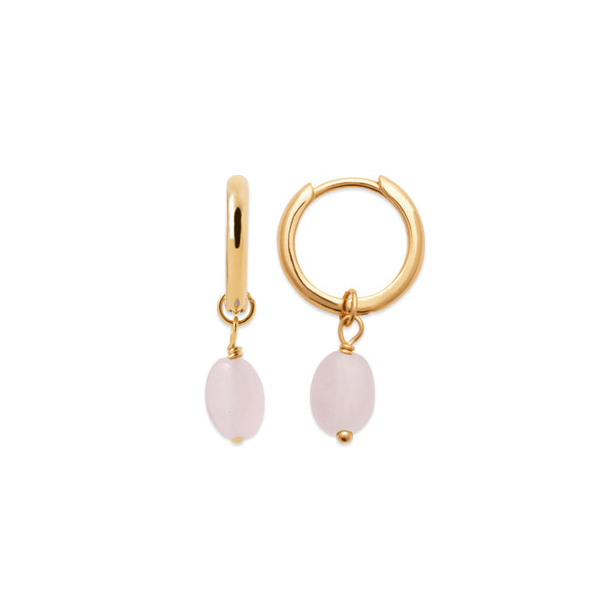 Creolen mit Rosenquartz ♡ 18Karat vergoldet ♡