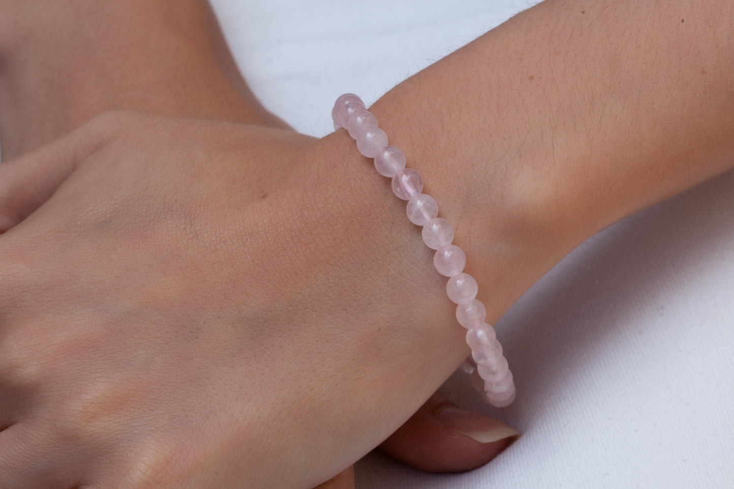 Rosenquarz Kugel Stretch Edelstein Armband