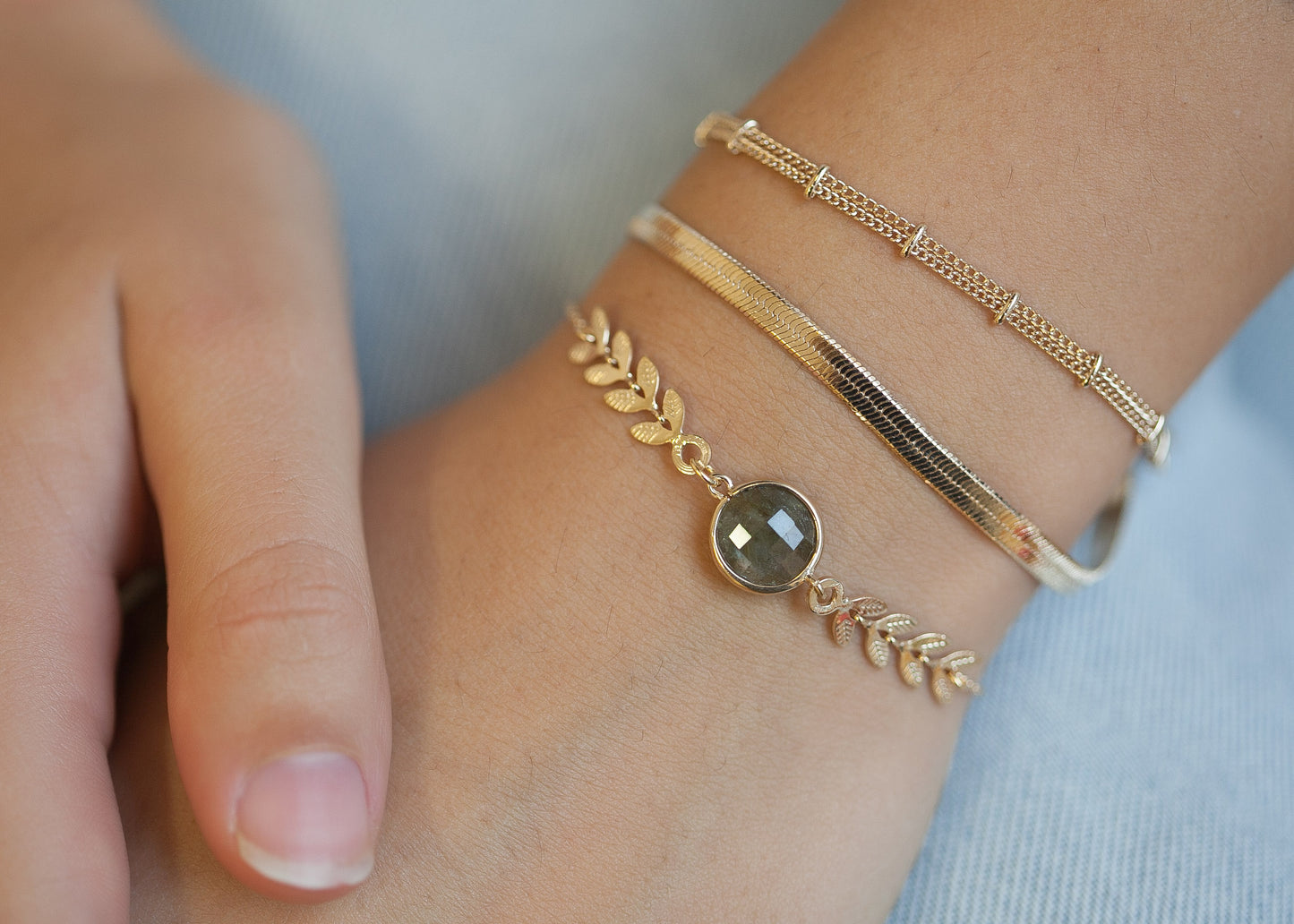 Flaches Schlangenarmband - 16K vergoldet