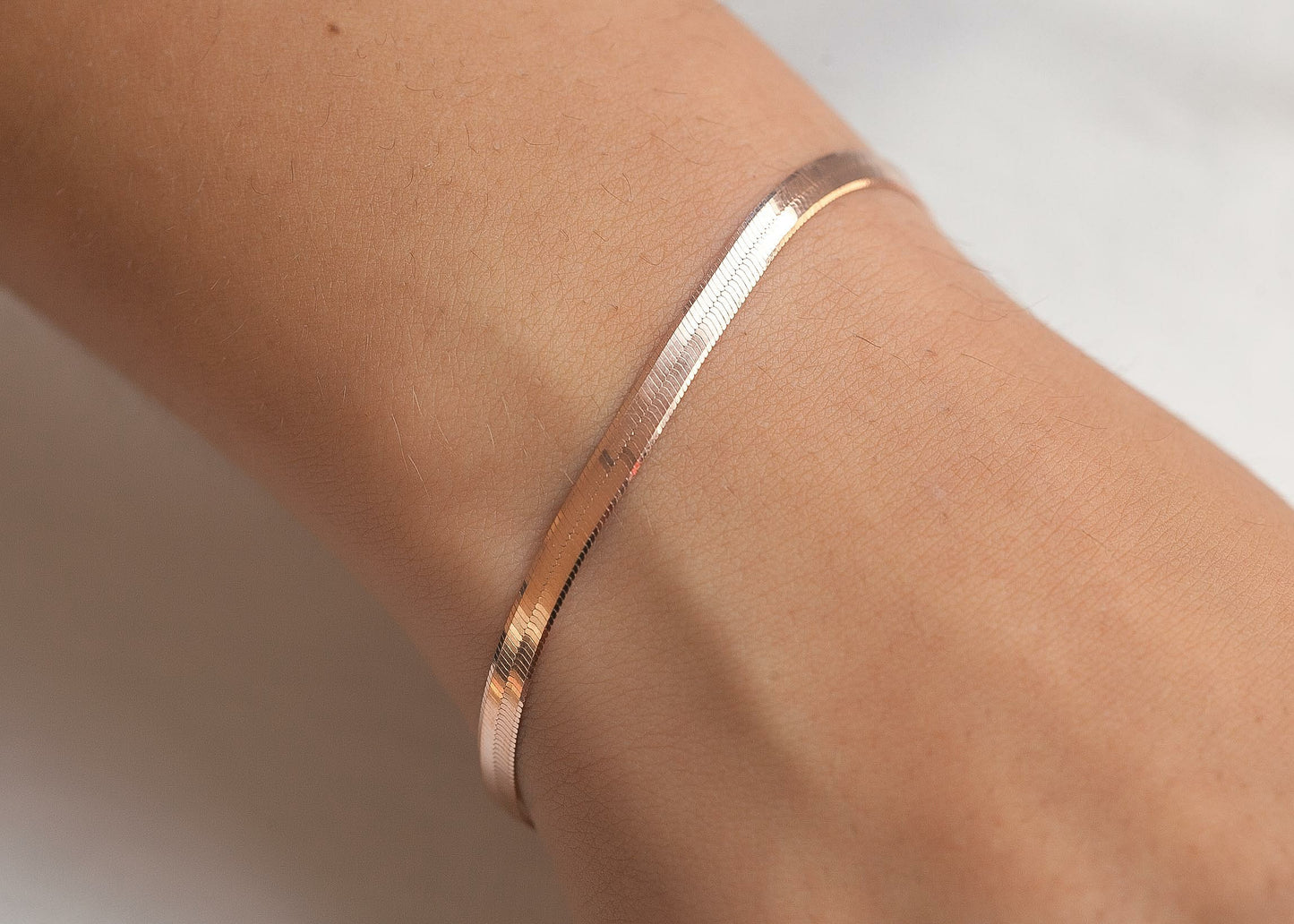 Flaches Schlangenarmband - Rosé vergoldet