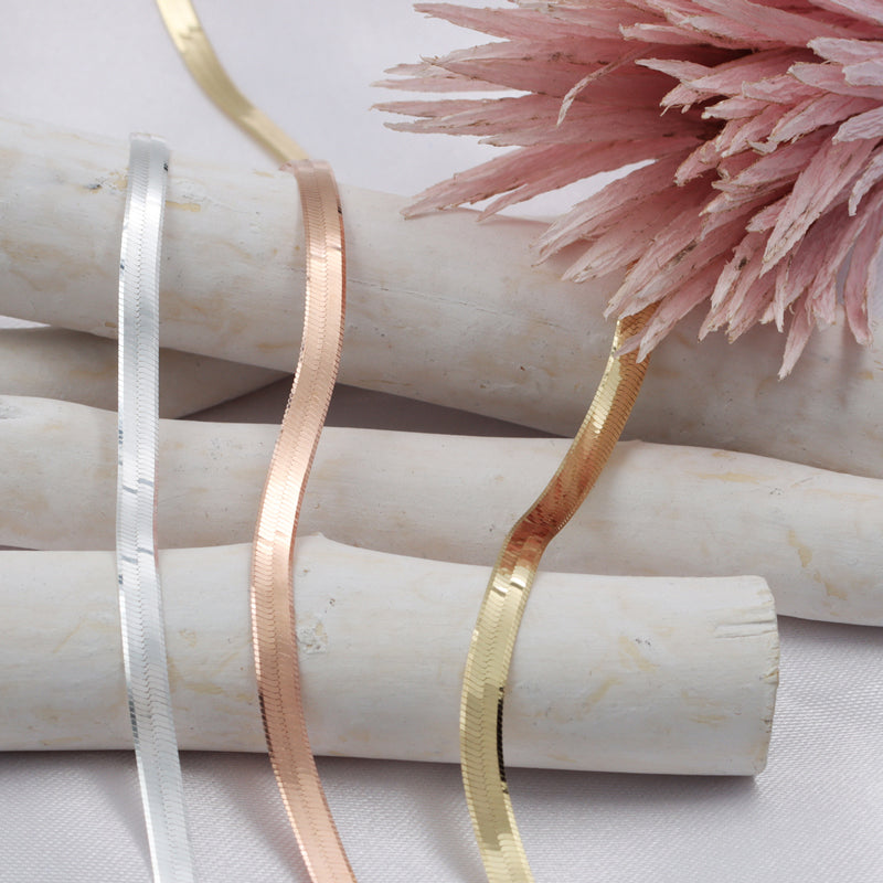 Flaches Schlangenarmband - Rosé vergoldet