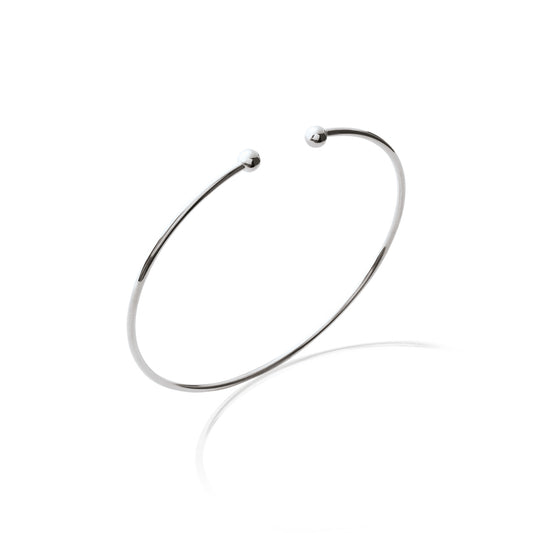 Offener Armreif mit doppelter Kugel aus Silber für Damen