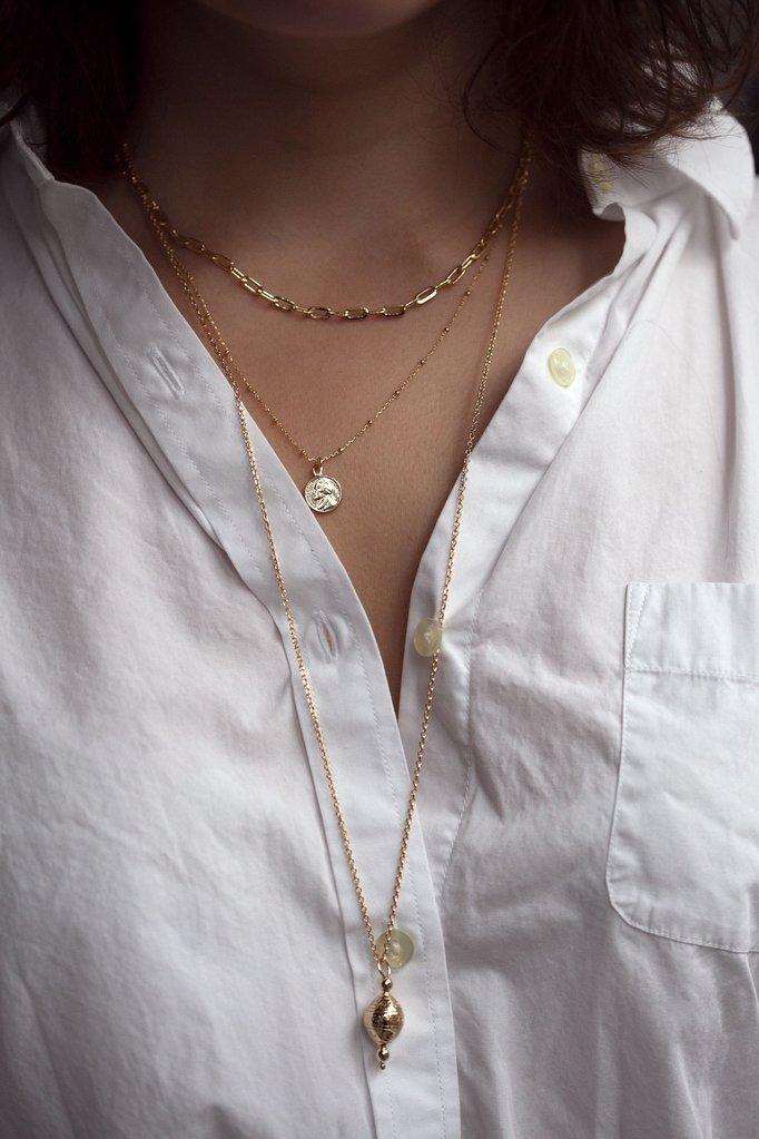 Lange Kette mit Kreisel - 16 Karat vergoldet