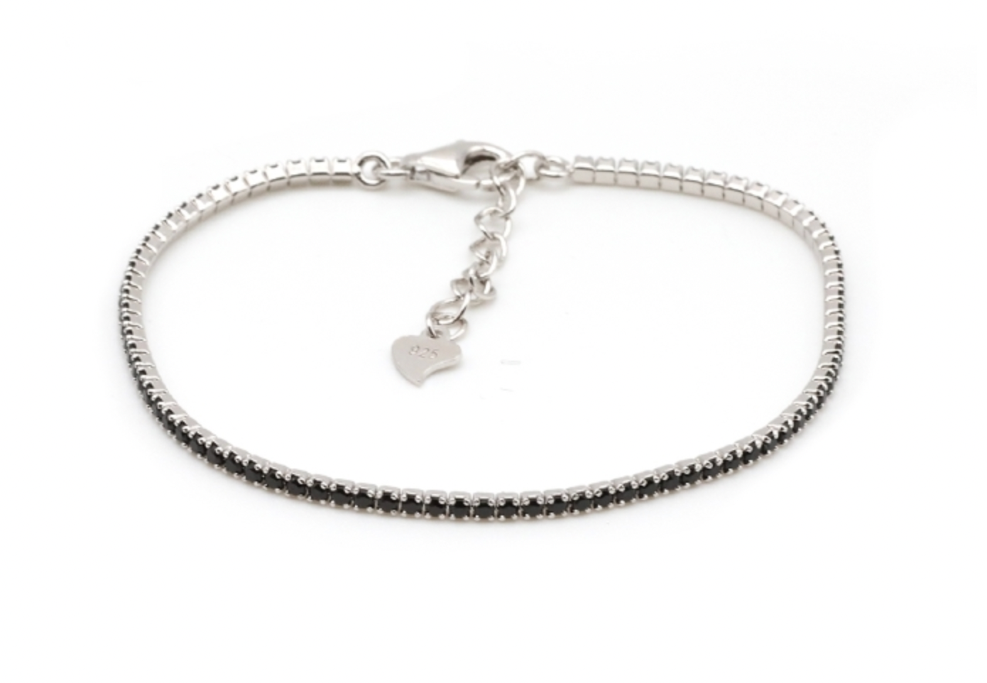Tennisarmband schwarz aus Silber