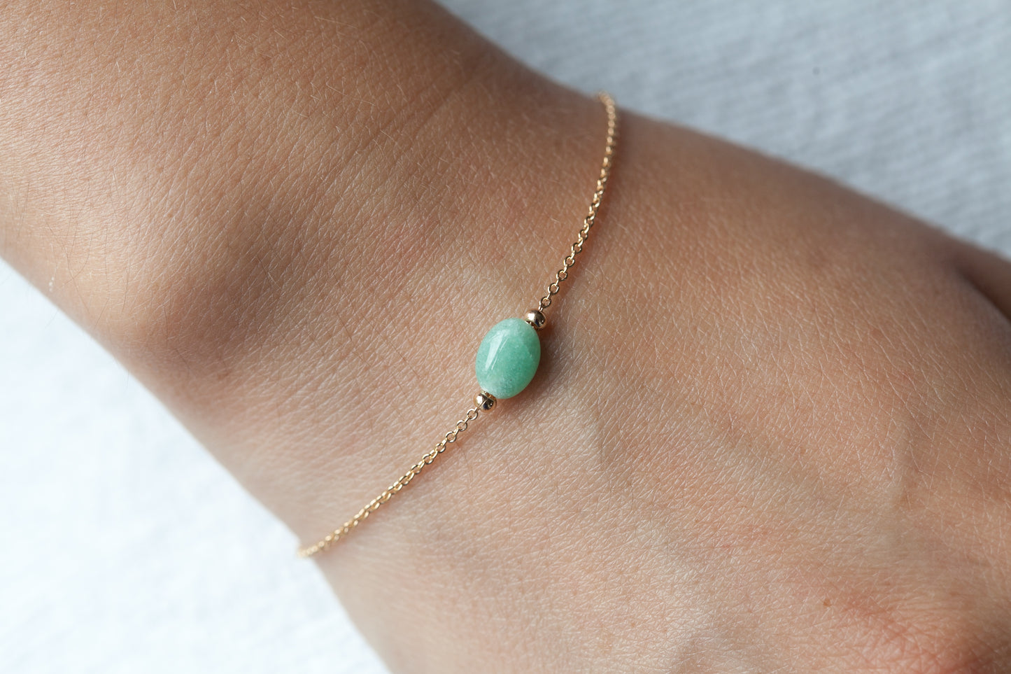 Echtsteinarmband - Grüner Quarzit - 18K vergoldet