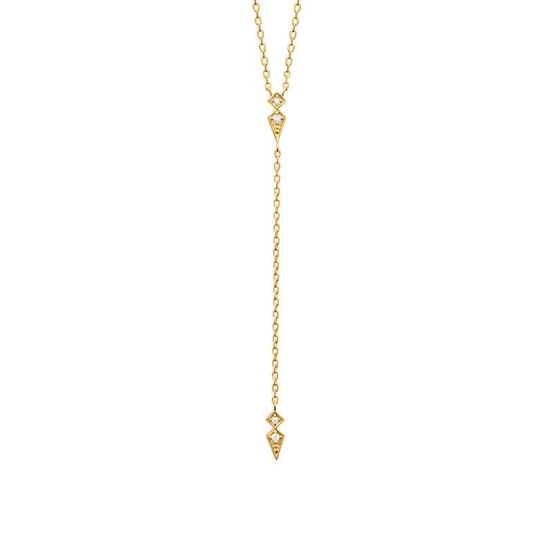 Y-Halskette mit zirkonium - 18 Karat vergoldet